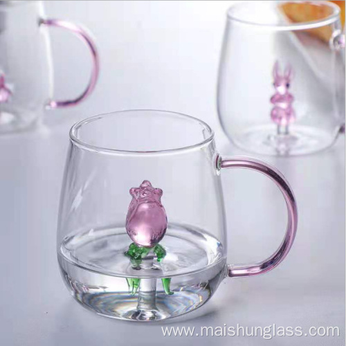 Beautiful Flower Glass cup and Milk Cup